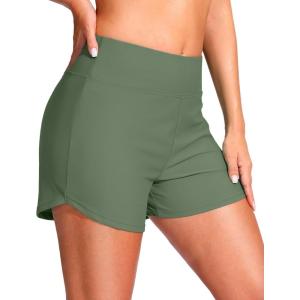 imageG Gradual Womens 4 Swim Board Shorts High Waisted Tummy Control Swimsuit Bathing Suit Bottoms for Women with Liner PocketSage