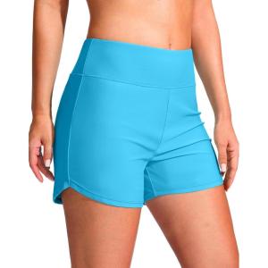 imageG Gradual Womens 4 Swim Board Shorts High Waisted Tummy Control Swimsuit Bathing Suit Bottoms for Women with Liner PocketSky Blue