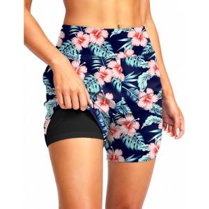 imageG Gradual Womens 5 High Waisted Swim Board Shorts Quick Dry UPF 50 Swimming Beach Shorts for Women with Liner PocketsNavy Flower