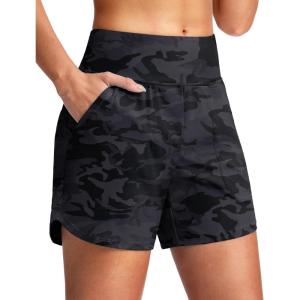 imageG Gradual Womens 5 Swim Board Shorts Quick Dry High Waisted Beach Shorts for Women Swimsuit Bottoms with Liner PocketsGrey Camo
