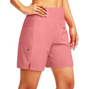 imageG Gradual Womens 7 Long Swim Board Shorts High Waisted Quick Dry Beach Swimming Shorts for Women with Liner PocketsHyper Pink