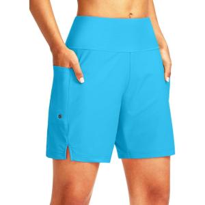imageG Gradual Womens 7 Long Swim Board Shorts High Waisted Quick Dry Beach Swimming Shorts for Women with Liner PocketsSky Blue