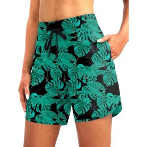 imageG Gradual Womens 7 Quick Dry High Waisted Swim Board Shorts with Zipper Pockets UPF 50 Beach Shorts for Women with LinerLeaf