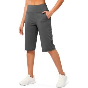 imageG Gradual Womens Bermuda Long Shorts 14 Knee Length Capris with Pockets High Waisted Athletic Casual Shorts for WomenCharcoal
