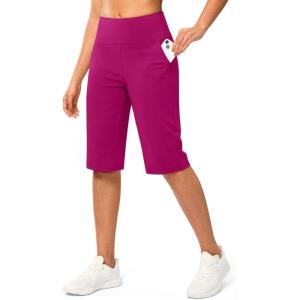 imageG Gradual Womens Bermuda Long Shorts 14 Knee Length Capris with Pockets High Waisted Athletic Casual Shorts for WomenRose
