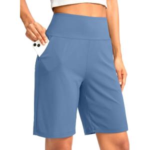 imageG Gradual Womens Bermuda Long Shorts with Pockets 9 High Waisted Knee Length Shorts for Women Walking Athletic WorkoutLight Blue