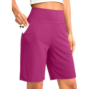 imageG Gradual Womens Bermuda Long Shorts with Pockets 9 High Waisted Knee Length Shorts for Women Walking Athletic WorkoutVelvet Dust