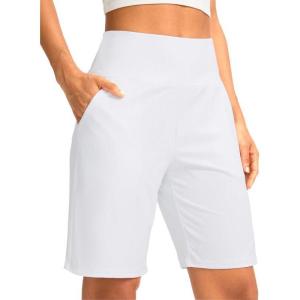 imageG Gradual Womens Bermuda Long Shorts with Pockets 9 High Waisted Knee Length Shorts for Women Walking Athletic WorkoutWhite