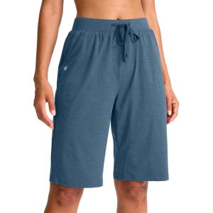 imageG Gradual Womens Bermuda Shorts 11 Knee Length Long Comfy Drawstring Walking Shorts for Women with Deep PocketsBlue Gray