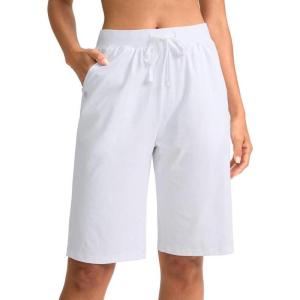 imageG Gradual Womens Bermuda Shorts 11 Knee Length Long Comfy Drawstring Walking Shorts for Women with Deep PocketsC White