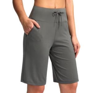 imageG Gradual Womens Bermuda Shorts with Pockets 11 Knee Length Stretch Comfy Drawstring Long Shorts for Women Summer WalkingCharcoal