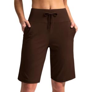 imageG Gradual Womens Bermuda Shorts with Pockets 11 Knee Length Stretch Comfy Drawstring Long Shorts for Women Summer WalkingEspresso