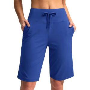 imageG Gradual Womens Bermuda Shorts with Pockets 11 Knee Length Stretch Comfy Drawstring Long Shorts for Women Summer WalkingRoyal Blue