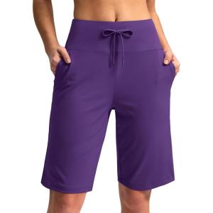 imageG Gradual Womens Bermuda Shorts with Pockets 11 Knee Length Stretch Comfy Drawstring Long Shorts for Women Summer WalkingRoyal Lilac