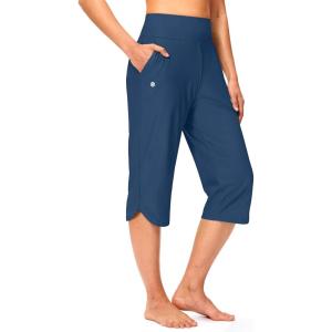 imageG Gradual Womens Swim Capri Pants 18 High Waisted Long Board Shorts UPF 50 Modest Swimsuits Pants with Pockets No LinerDark Blue