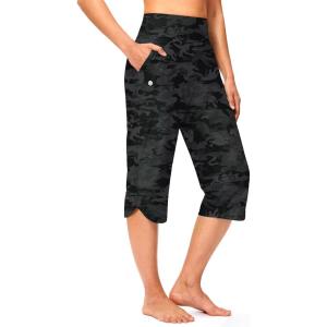 imageG Gradual Womens Swim Capri Pants 18 High Waisted Long Board Shorts UPF 50 Modest Swimsuits Pants with Pockets No LinerGrey Camo