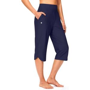 imageG Gradual Womens Swim Capri Pants 18 High Waisted Long Board Shorts UPF 50 Modest Swimsuits Pants with Pockets No LinerNavy