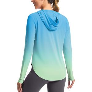 imageG Gradual Womens UPF 50 Sun Shirt with Hoodie Long Sleeve UV Protection Shirts Lightweight Hiking Fishing Shirts for WomenGreenYellow Gradient
