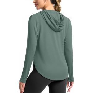 imageG Gradual Womens UPF 50 Sun Shirt with Hoodie Long Sleeve UV Protection Shirts Lightweight Hiking Fishing Shirts for WomenMalachite Green