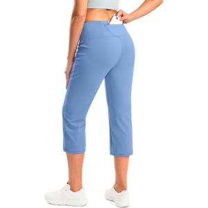 imageG Gradual Womens Yoga Capri Pants with Zipper Pocket High Waist Leggings Crop Straight Leg Workout Exercise Capris for WomenNiagara