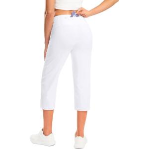 imageG Gradual Womens Yoga Capri Pants with Zipper Pocket High Waist Leggings Crop Straight Leg Workout Exercise Capris for WomenWhite