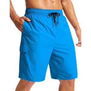 imageMens Swim Trunks No Liner 9 Board Shorts Quick Dry Bathing Suit Swimming Beach Shorts for Men with 3 PocketsBlue