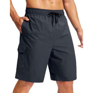 imageMens Swim Trunks No Liner 9 Board Shorts Quick Dry Bathing Suit Swimming Beach Shorts for Men with 3 PocketsDark Grey