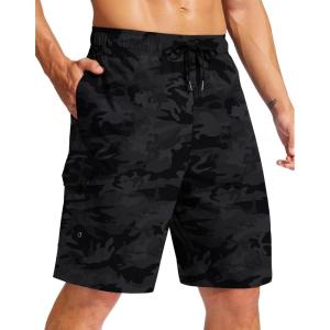 imageMens Swim Trunks No Liner 9 Board Shorts Quick Dry Bathing Suit Swimming Beach Shorts for Men with 3 PocketsGrey Camo