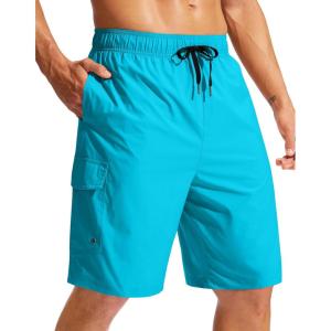 imageMens Swim Trunks No Liner 9 Board Shorts Quick Dry Bathing Suit Swimming Beach Shorts for Men with 3 PocketsSky Blue