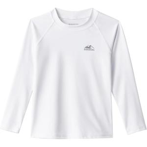 imageToddler Boys Swim Shirt Long Sleeve Rash Guard UPF 50 Sun Protection Shirts for Baby Kids Quick DryAwhite