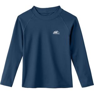 imageToddler Boys Swim Shirt Long Sleeve Rash Guard UPF 50 Sun Protection Shirts for Baby Kids Quick DryDark Blue
