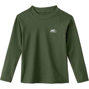imageToddler Boys Swim Shirt Long Sleeve Rash Guard UPF 50 Sun Protection Shirts for Baby Kids Quick DryHunter Green