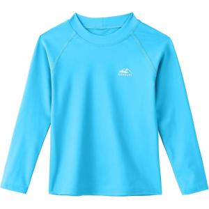 imageToddler Boys Swim Shirt Long Sleeve Rash Guard UPF 50 Sun Protection Shirts for Baby Kids Quick DrySky Blue