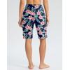 imageG GRADUAL Womens 11 Long Swim Board Shorts High Waisted Knee Length Beach Swimming Shorts for Women with Pockets LinerNavy Flower