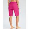 imageG GRADUAL Womens 11 Long Swim Board Shorts High Waisted Knee Length Beach Swimming Shorts for Women with Pockets LinerRosy