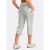 imageG GRADUAL Womens Capri Pants with 3 Zipper Pockets Lightweight Quick Dry Hiking Travel Capris Pants for Women Casual SummerBright Grey