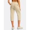 imageG GRADUAL Womens Capri Pants with 3 Zipper Pockets Lightweight Quick Dry Hiking Travel Capris Pants for Women Casual SummerKhaki