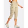 imageG GRADUAL Womens Capri Pants with 3 Zipper Pockets Lightweight Quick Dry Hiking Travel Capris Pants for Women Casual SummerKhaki