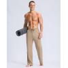 imageG Gradual Mens Yoga Sweatpant Lounge Casual Pants Open Bottom Straight Leg Athletic Sweat Pants with PocketsHeather Khaki