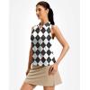 imageG Gradual Womens Golf Shirt Racerback Tank Zip Up Athletic Sleeveless Top Tennis Pickleball Cooling Polo Shirts LightweightGrey Argyle