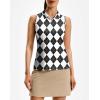 imageG Gradual Womens Golf Shirt Racerback Tank Zip Up Athletic Sleeveless Top Tennis Pickleball Cooling Polo Shirts LightweightGrey Argyle