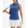 imageG Gradual Womens Golf Shirt Racerback Tank Zip Up Athletic Sleeveless Top Tennis Pickleball Cooling Polo Shirts LightweightHeather Deep Blue