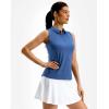 imageG Gradual Womens Golf Shirt Racerback Tank Zip Up Athletic Sleeveless Top Tennis Pickleball Cooling Polo Shirts LightweightHeather Deep Blue
