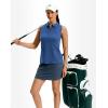 imageG Gradual Womens Golf Shirt Racerback Tank Zip Up Athletic Sleeveless Top Tennis Pickleball Cooling Polo Shirts LightweightHeather Deep Blue