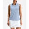 imageG Gradual Womens Golf Shirt Racerback Tank Zip Up Athletic Sleeveless Top Tennis Pickleball Cooling Polo Shirts LightweightHeather Grey Blue