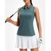 imageG Gradual Womens Golf Shirt Racerback Tank Zip Up Athletic Sleeveless Top Tennis Pickleball Cooling Polo Shirts LightweightHeather Grey Sage
