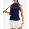 imageG Gradual Womens Golf Shirt Racerback Tank Zip Up Athletic Sleeveless Top Tennis Pickleball Cooling Polo Shirts LightweightHeather Navy