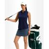 imageG Gradual Womens Golf Shirt Racerback Tank Zip Up Athletic Sleeveless Top Tennis Pickleball Cooling Polo Shirts LightweightHeather Navy