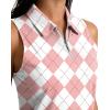 imageG Gradual Womens Golf Shirt Sleeveless Zip Up Polo Shirts for Women Collared Lightweight Tennis Athletic Tank TopPink Argyle