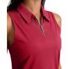 imageG Gradual Womens Golf Shirt Sleeveless Zip Up Polo Shirts for Women Collared Lightweight Tennis Athletic Tank TopRed